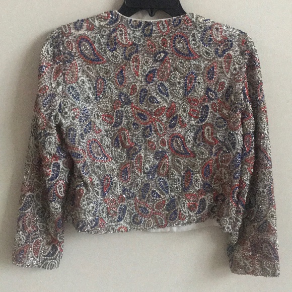 ALICE + OLIVIA Kidman Sequined Cropped Beaded Metallic Jacket - Picture 6 of 8